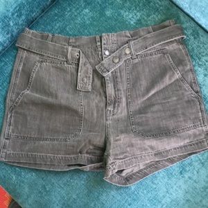 Madewell Denim Snap-Belt Paperbag Shorts in Pale Grey